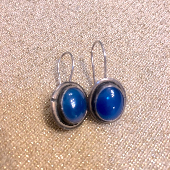 Sterling Silver Earrings & Shiny Blue Lapis! Handmade Vintage Gift! Grad gift - Picture 3 of 9